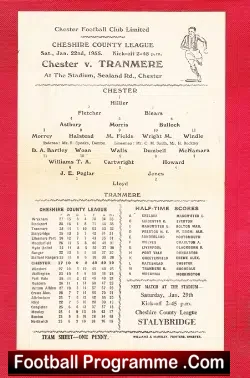 Chester v Tranmere Rovers 1955 – Cheshire County League