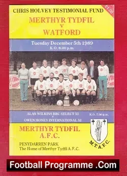 Chris Holvey Testimonial Benefit Match Merthyr Tydfil 1989 - football programme