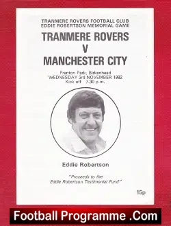 Eddie Robertson Testimonial Benefit Match Tranmere Rovers 1982