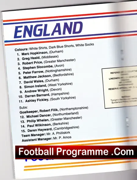 England v Holland 1990 – Schoolboy Football at Sunderland