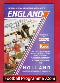 England v Holland 1990 – Schoolboy Football at Sunderland