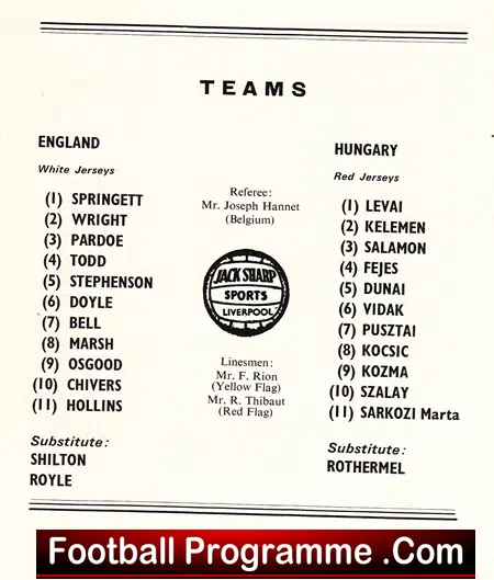 England v Hungary 1968 – U23 at Goodison Park Everton