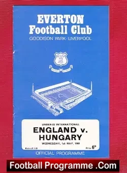 England v Hungary 1968 – U23 at Goodison Park Everton