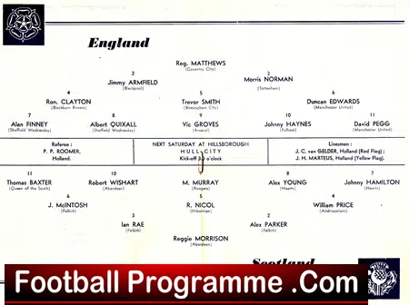 England v Scotland 1956 – Duncan Edwards at Hillsbrough