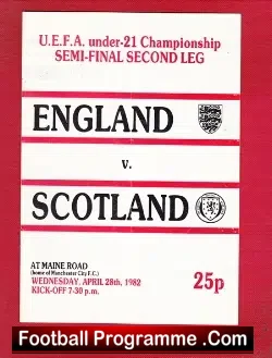 England v Scotland 1982 – U21 UEFA Championship Semi Final