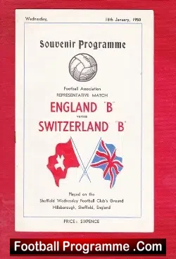 England v Switzerland 1950 – at Sheffield Wednesday