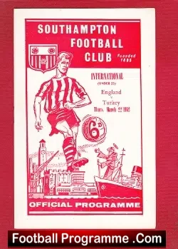England v Turkey 1962 – U23 at Southampton + Bobby Moore