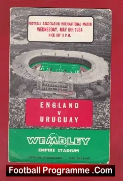 England v Uruguay 1964 - Autograph Billy Wright