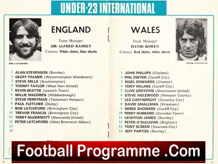 England v Wales 1974 – Under 23 at Bristol