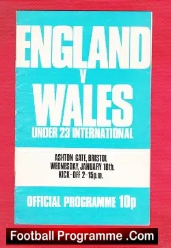 England v Wales 1974 – Under 23 at Bristol