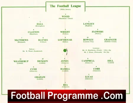 Football League v Ireland Football League 1956 – at Newcastle