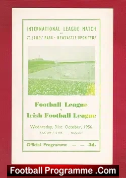 Football League v Ireland Football League 1956 – at Newcastle