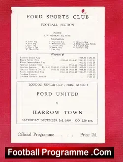 Ford United v Harrow Town 1960