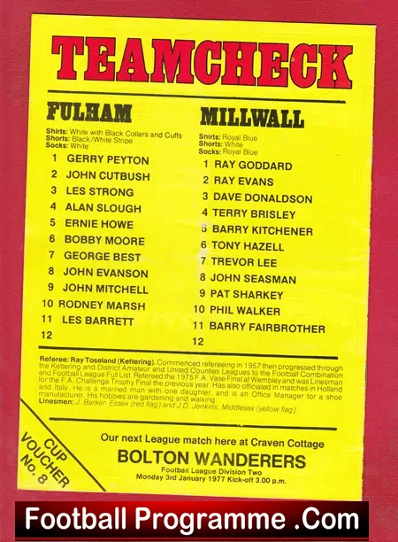 Fulham v Millwall 1976 – George Best + Marsh + Moore