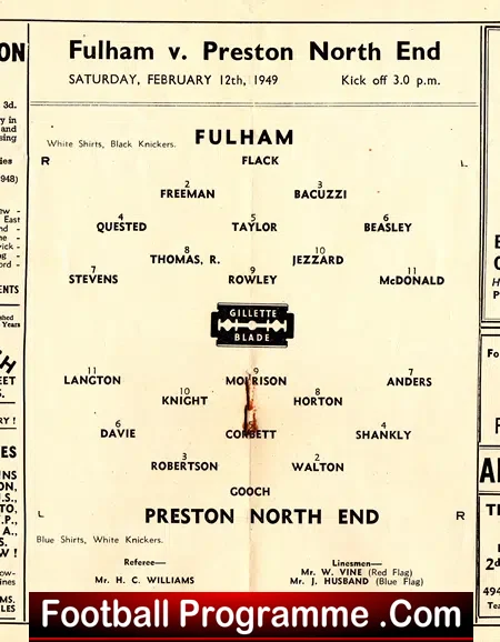 Fulham v Preston 1949