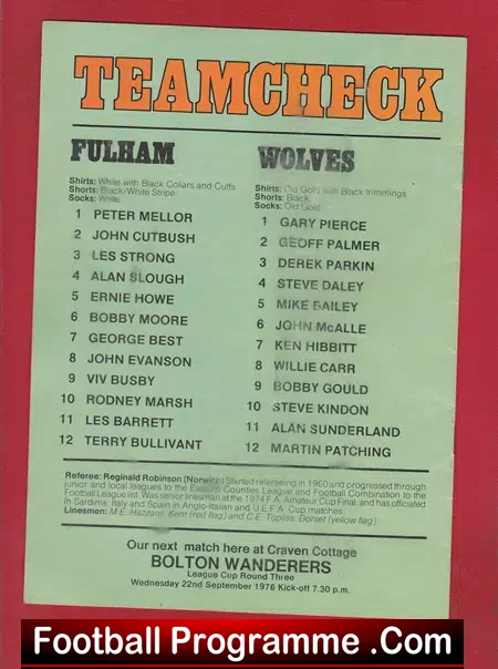 Fulham v Wolves 1976 – Inc George Best + Marsh + Moore