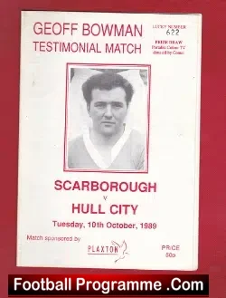 Geoff Bowman Testimonial Benefit Match Scarborough Town 1989