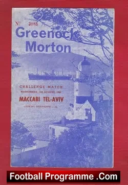 Greenock Morton v Maccabi Tel Aviv 1966 - Challenge Match - football programme
