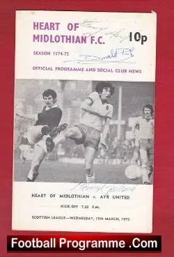 Heart Of Midlothian v Ayr United 1975 – Multi Autographs SIGNED
