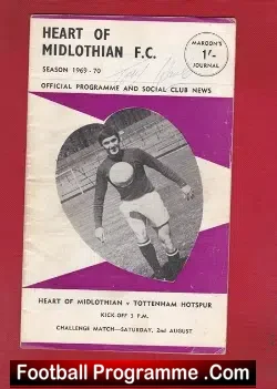 Heart Of Midlothian v Tottenham 1969 – Autograph SIGNED