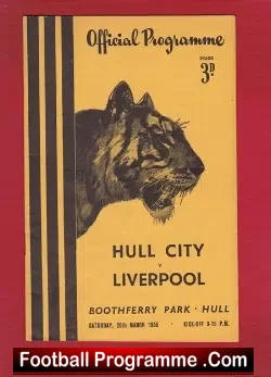 Hull City v Liverpool 1955 - football programme