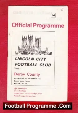 Lincoln City v Derby County 1967 - football programme