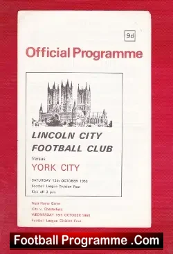 Lincoln City v York City 1968 - football programme