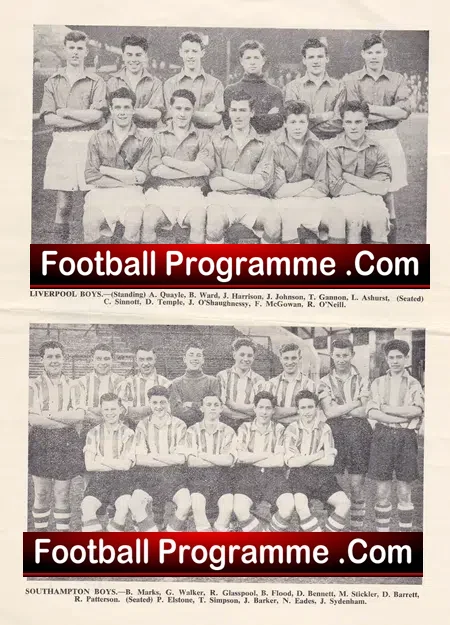 Liverpool Boys v Southampton Boys 1954 – Trophy Cup Final