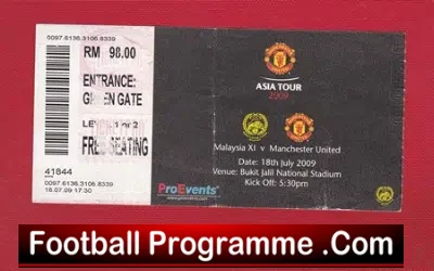 Malaysia XI v Manchester United 2001 – Football Ticket
