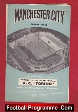 Manchester City v Torino 1961 - Denis Law for Italian Team - football programme