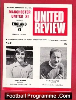 Manchester United v England 1972 – Very Rare Football Programme