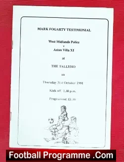 Mark Fogarty Testimonial Benefit Match Aston Villa 1991