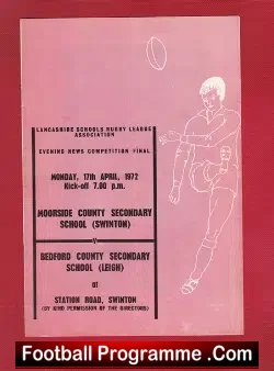 Moorside School Swinton Rugby v Bedford County Secondary 1972