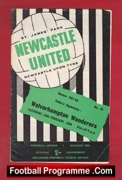 Newcastle United v Wolves 1968