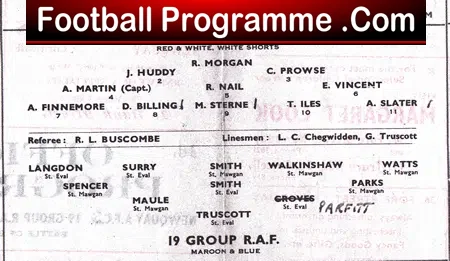 Newquay v Royal Air Force RAF 1955 – Battle Of Britain Cup