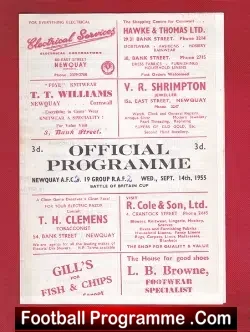 Newquay v Royal Air Force RAF 1955 – Battle Of Britain Cup