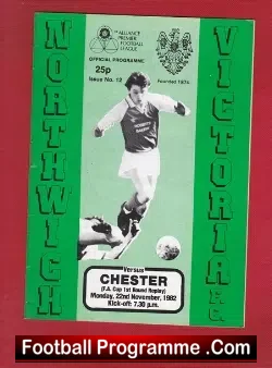 Northwich Victoria v Chester 1982 - FA Cup - football programme