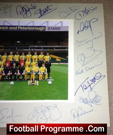 Norwich City Pre Season Photograph Fully Signed 1999 – 2000