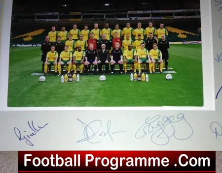 Norwich City Pre Season Photograph Fully Signed 1999 - 2000