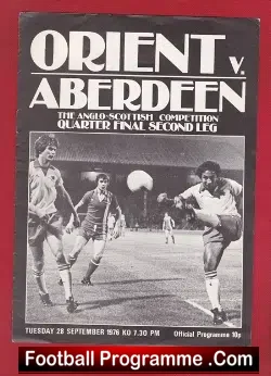 Orient v Aberdeen 1976 – Anglo Scottish Cup Quarter Final