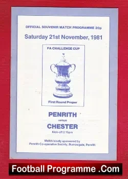 Penrith v Chester 1981 - FA Cup - football programme