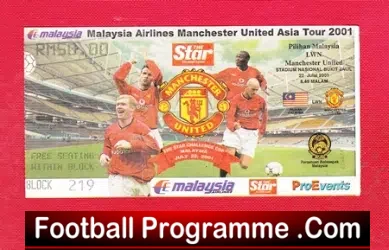 Pilihan Malaysia v Manchester United 2001 – Football Ticket