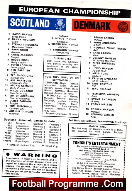 Scotland v Denmark 1975