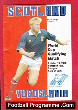 Scotland v Yugoslavia 1988 - World Cup Qualifying - football programme