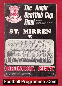 St Mirren v Bristol City 1977 – Anglo Scottish Cup Final Alex Ferguson