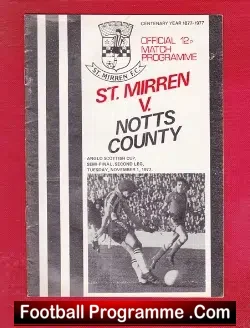 St Mirren v Notts County 1977 – Anglo Scottish Cup Semi Final