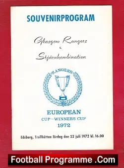 Stjarnkombination v Glasgow Rangers 1972 - Sweden - football programme