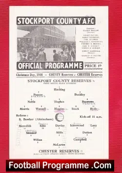 Stockport County v Chester 1946 – Reserves Match