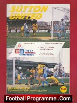 Sutton United v Torquay United 1989