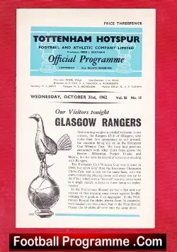 Tottenham Hotspur v Glasgow Rangers 1962